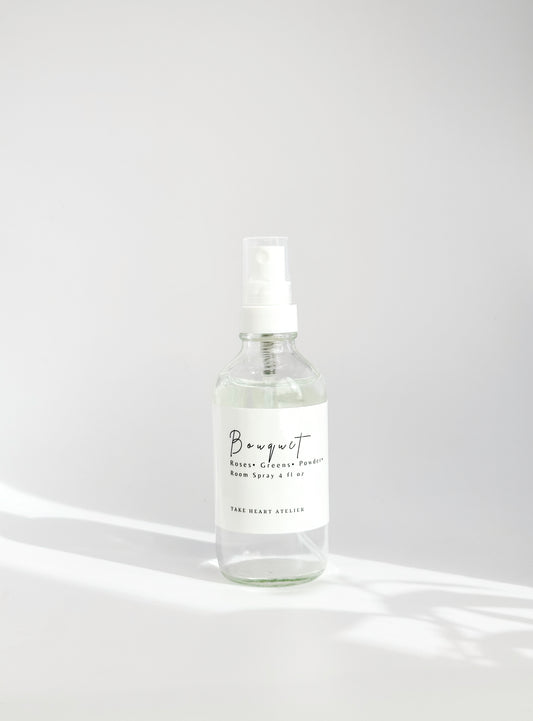 Bouquet Roses + Greens Room Linen Spray